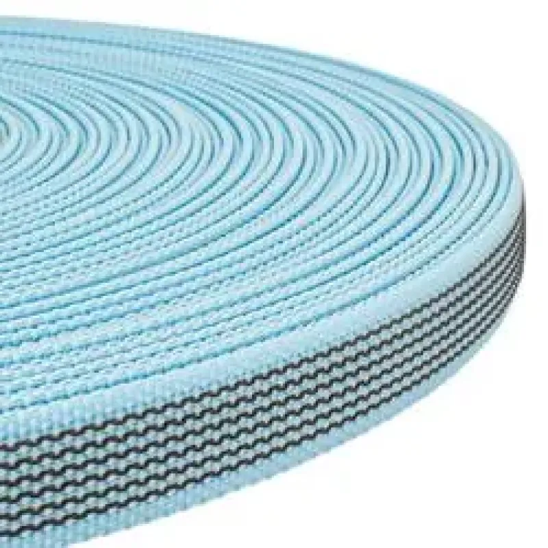 PP band met rubber profiel 20 mm lichtblauw