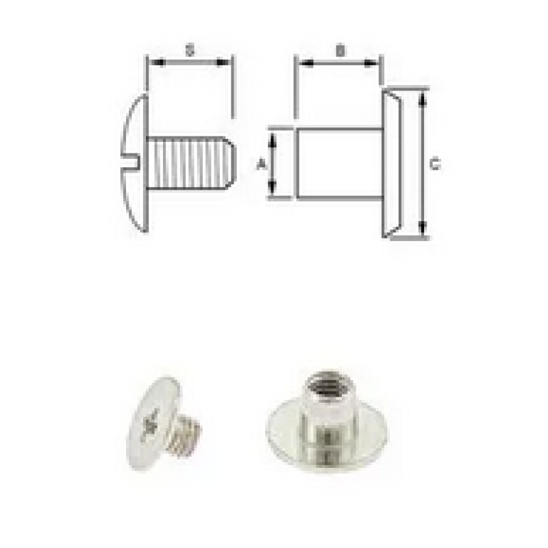 Boekschroef  3-4 mm per 10 stuks