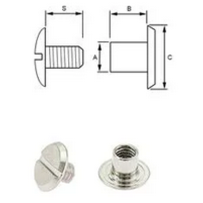Boekschroef 5X5  per 10 st