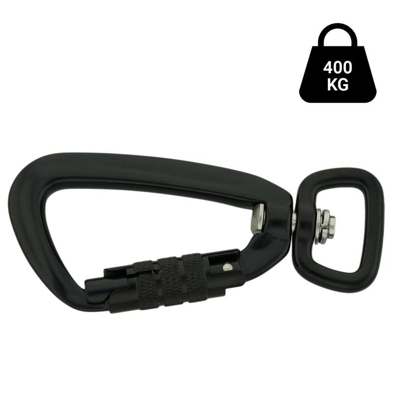 Aluminium karabijnhaak met twistlock 20mm zwart