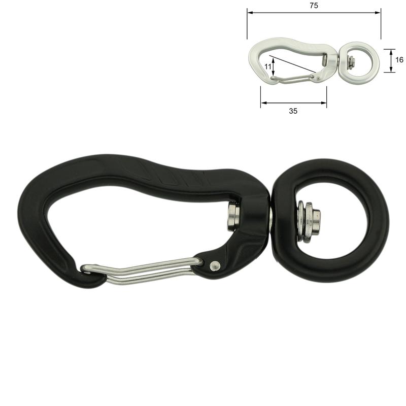 Aluminium karabijnhaak 16mm zwart
