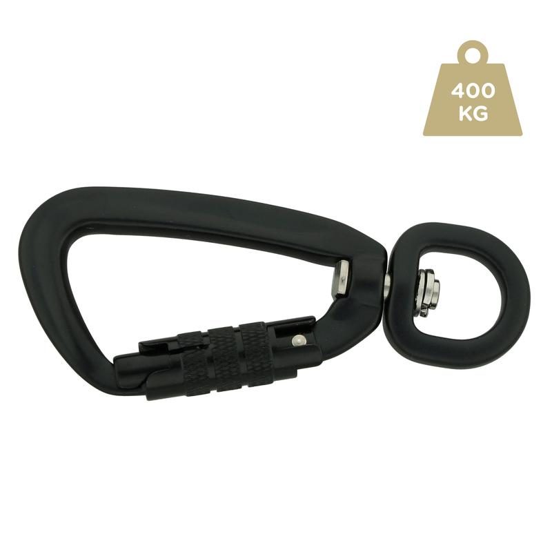 Aluminium karabijnhaak met twistlock 16mm zwart