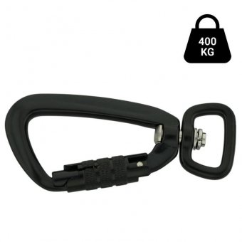 Aluminium karabijnhaak met twistlock 25mm zwart