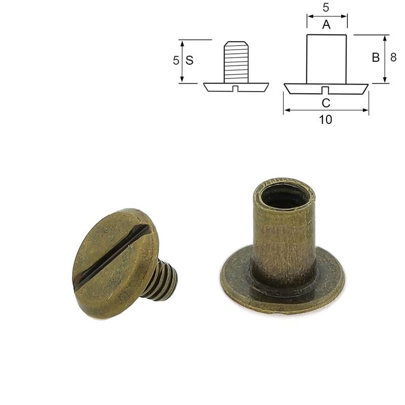 Boekschroef antiek 8mm per 10 stuks