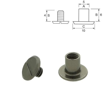Boekschroef 6mm gun metal per 10 st.