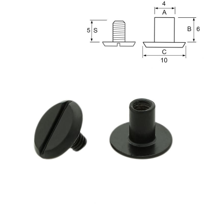 Boekschroef 6mm zwart per 10 st.