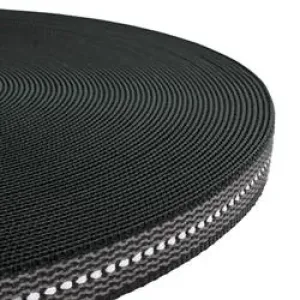 PP band 20 mm met reflectie + rubber zwart