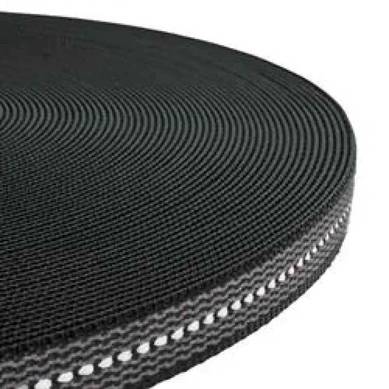 PP band 20 mm met reflectie + rubber zwart