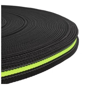 PP band 20 mm zwart met fluor geel met rubber