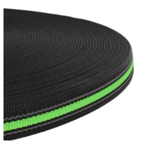 PP band 20 mm zwart met fluor groen met rubber