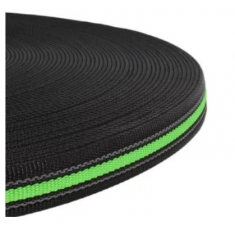 PPM band 20 mm zwart met fluor groen met rubber