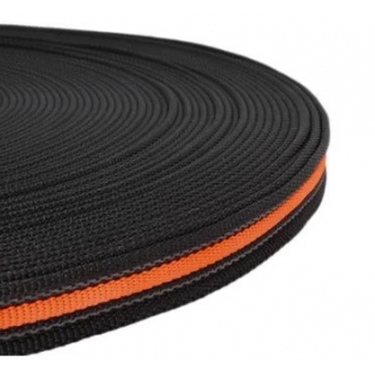 PPM band 20 mm zwart met fluor oranje+rubber 
