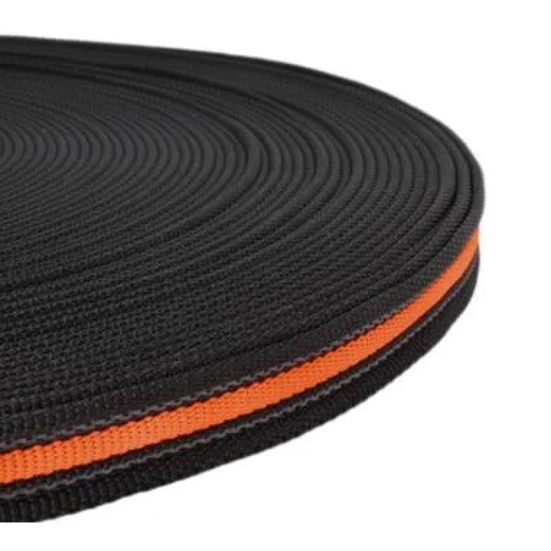 PP band 20 mm zwart met fluor oranje+rubber 