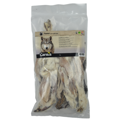 Carnis - Konijnenoren met haar 150gr Carnis - Konijnenoren met haar 150gr