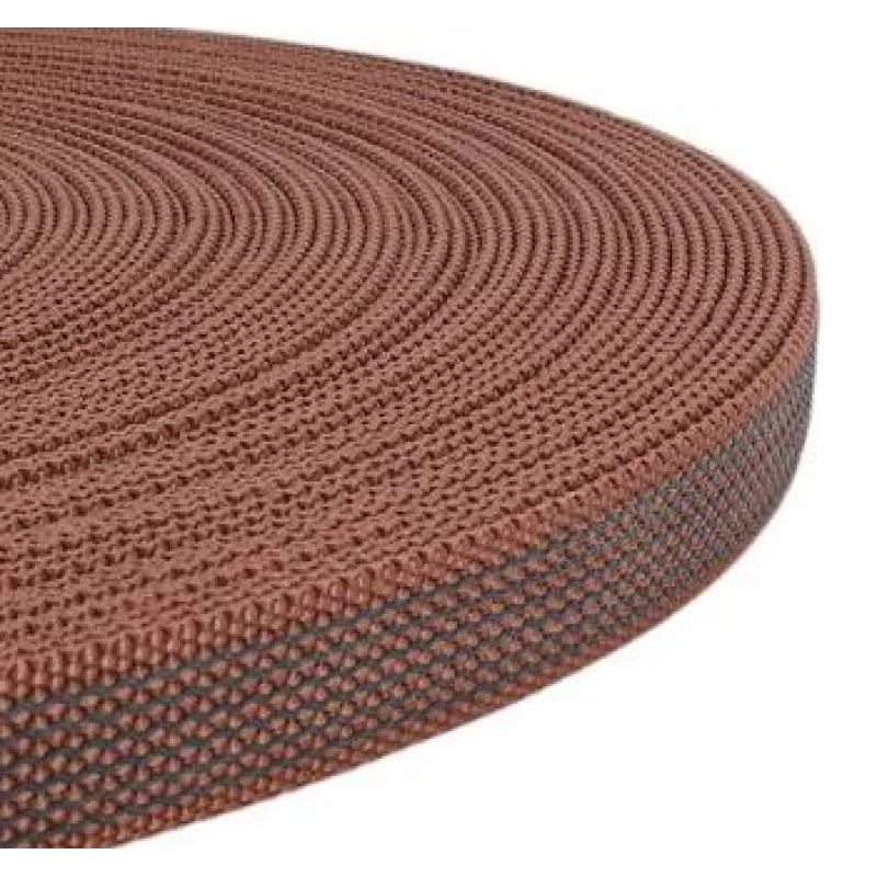 PP band met rubber profiel 20 mm bruin 