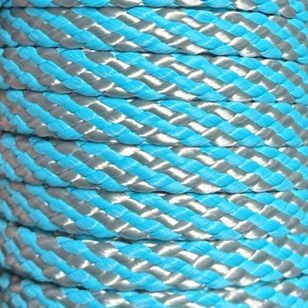 PPM touw 8 mm turquoise/zilvergrijs