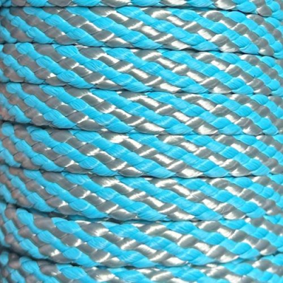 PPM touw 8 mm turquoise/zilvergrijs