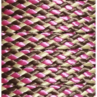 PPM touw 8 mm donkerbruin/oud roze/beige streep
