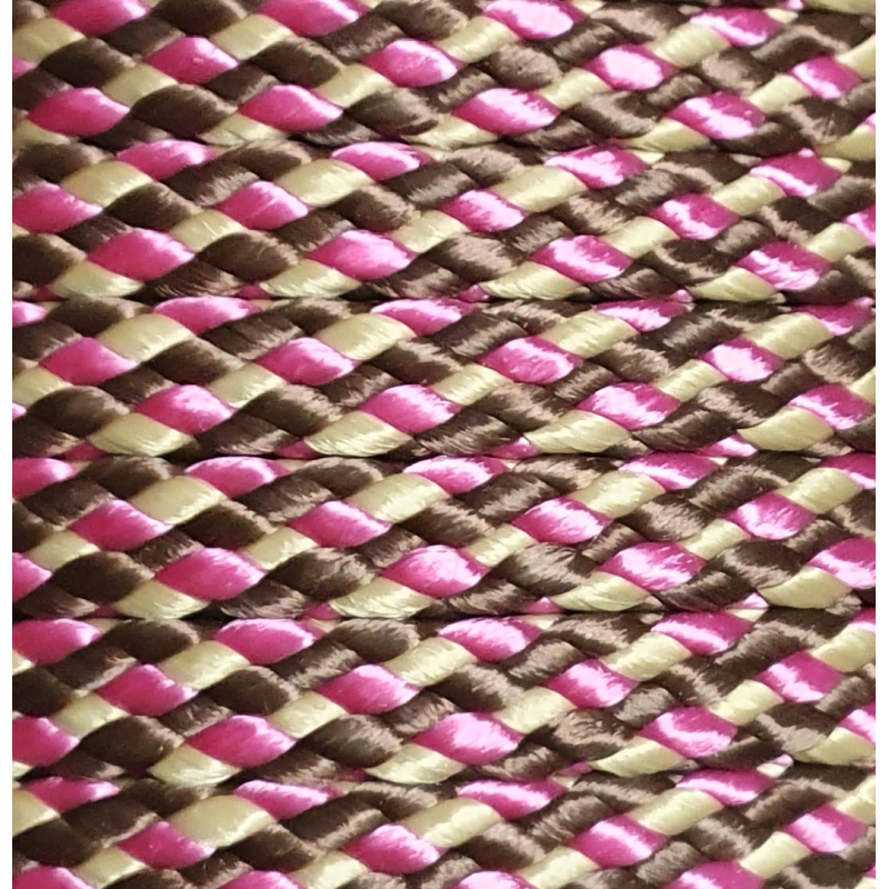 PPM touw 8 mm donkerbruin/oud roze/beige streep