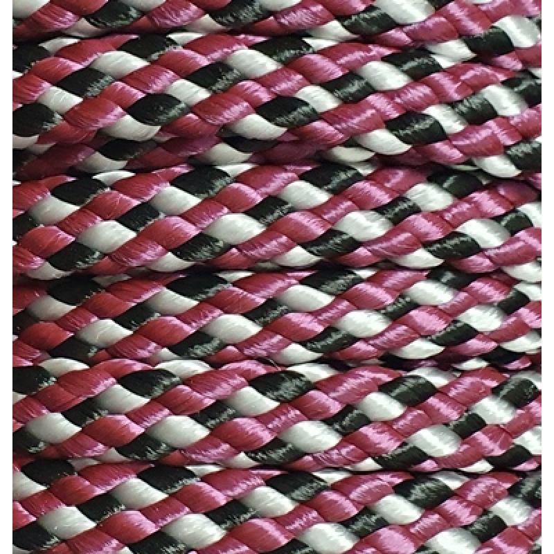 PPM touw 8 mm aubergine/zwart/wit streep