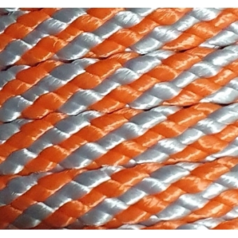 PPM touw 8 mm oranje/zilvergrijs streep