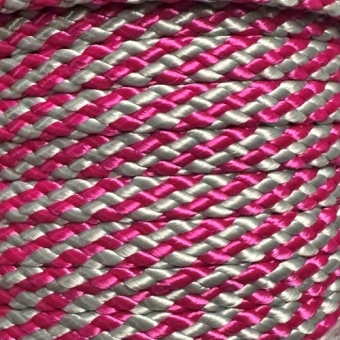 PPM touw  8 mm oudroze/zilvergrijs streep