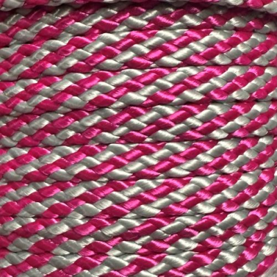 PPM touw  8 mm oudroze/zilvergrijs streep