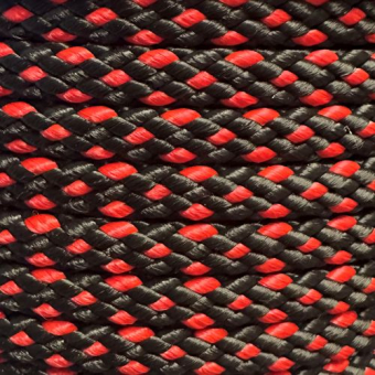 PPM  8 mm touw zwart/rood ruit