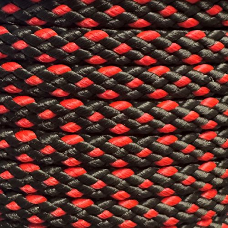 PPM  8 mm touw zwart/rood ruit